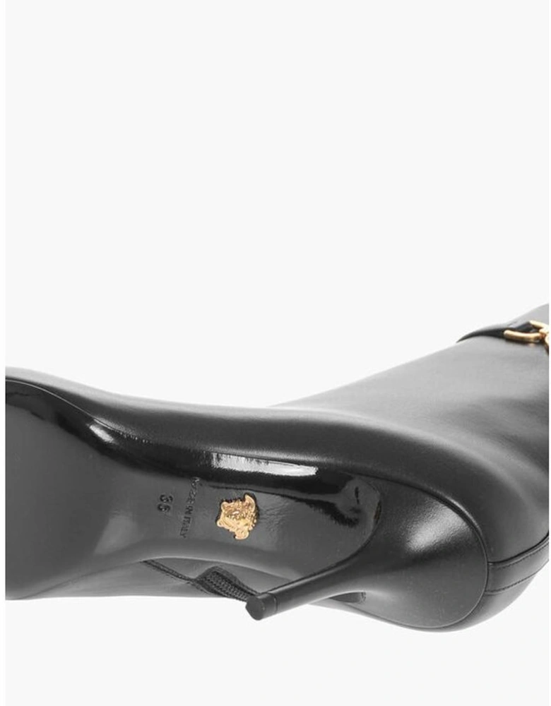 Stiletto Heel Leather Ankle Strap Sandals Women - Black Boots