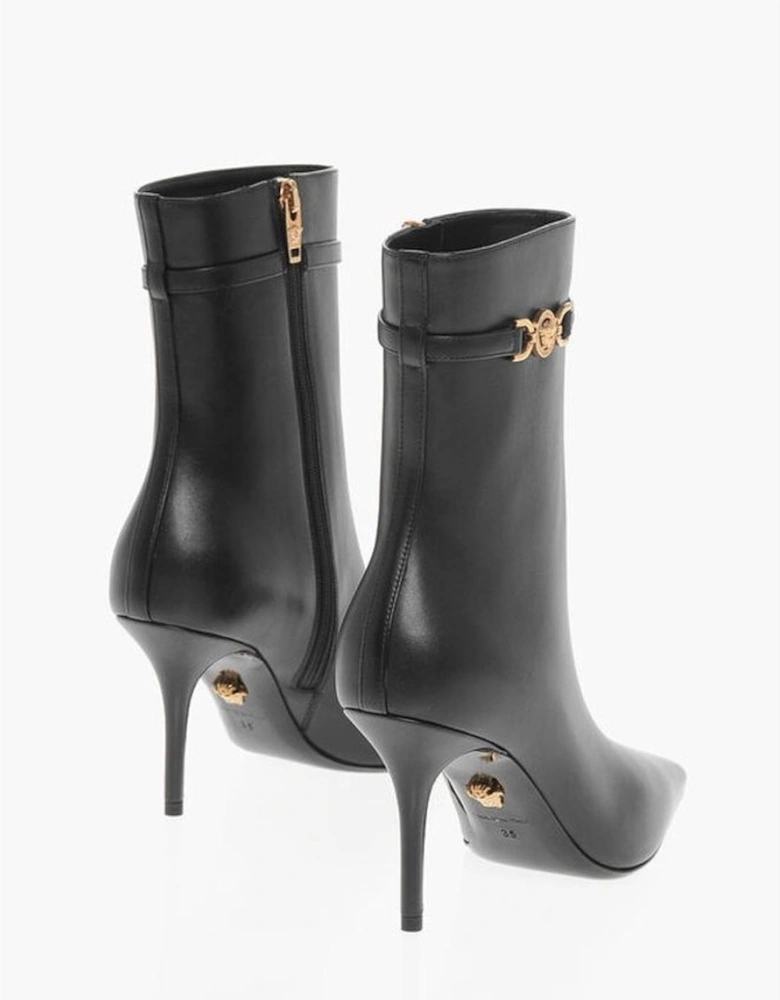 Stiletto Heel Leather Ankle Strap Sandals Women - Black Boots