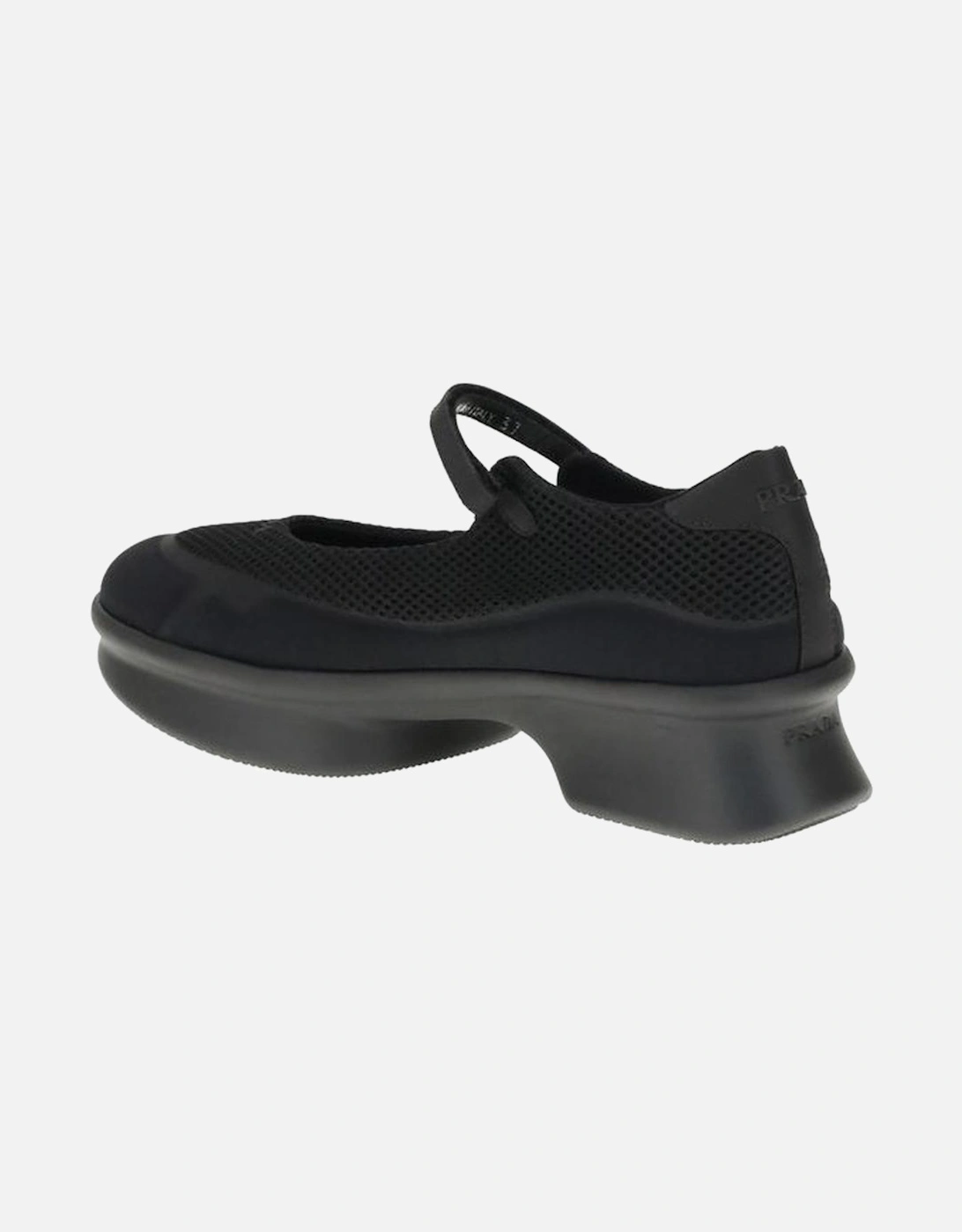 Mesh Ballerinas with Velcro Strap and Embossed Logo Women - Black Flat
