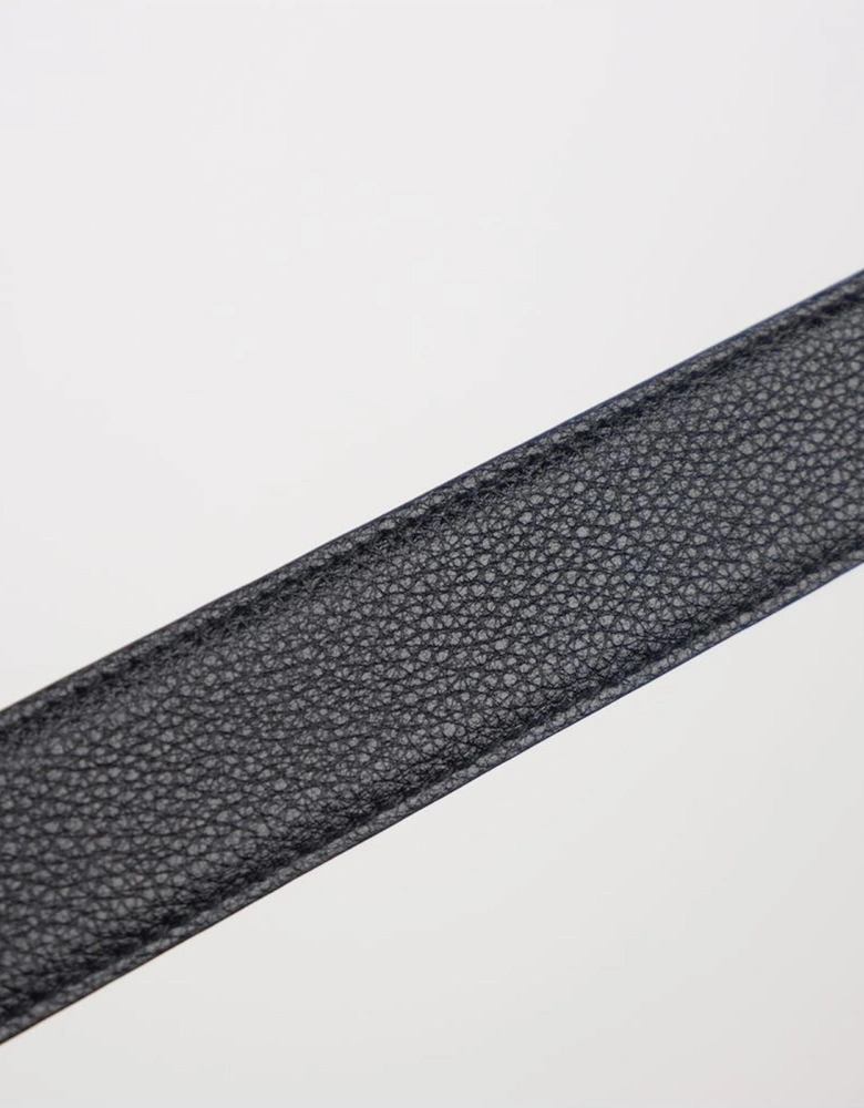 Hammered Calfskin Belt with Golden Logo Buckle Women - Black