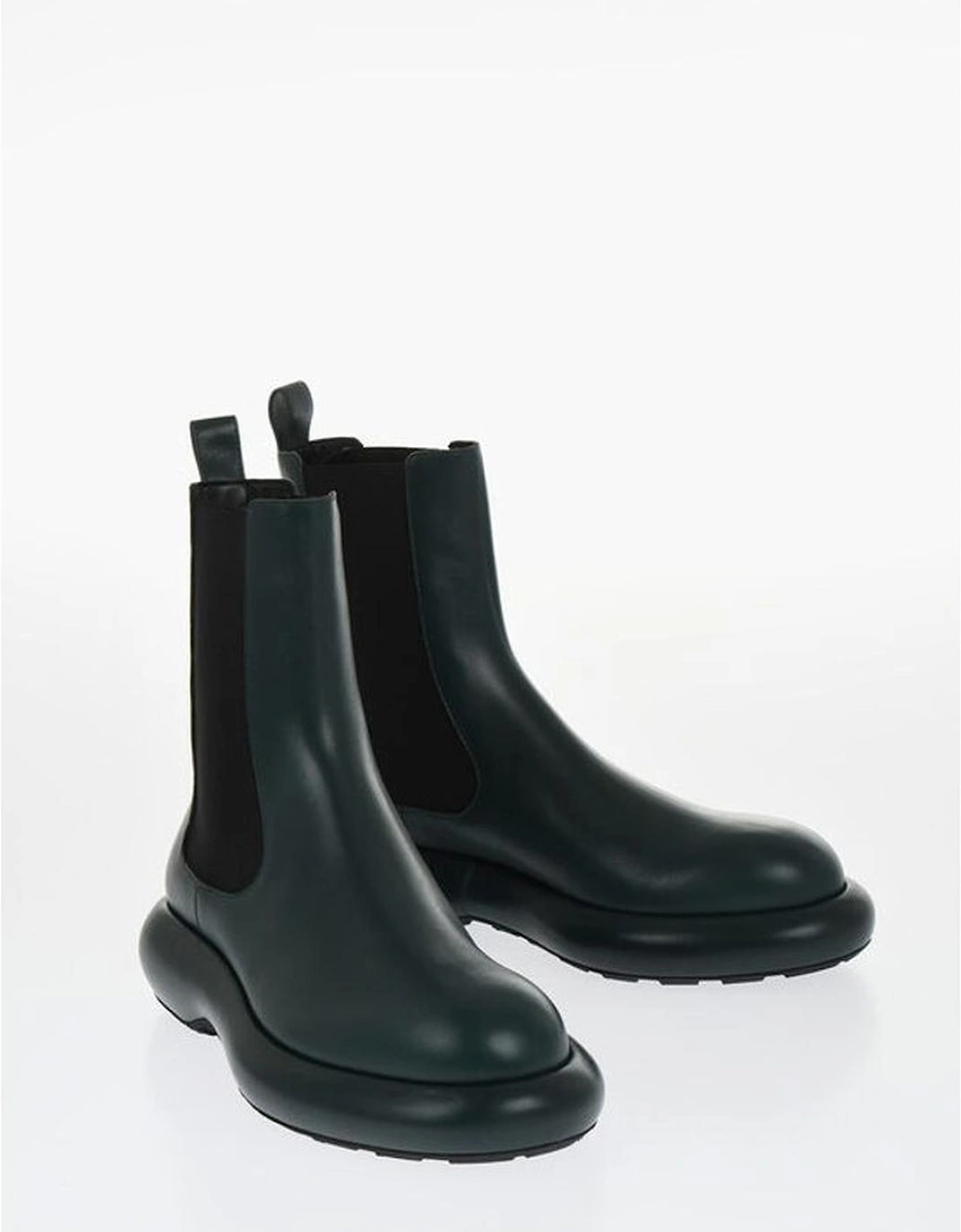 Elasticised Leather Slip-On Shoes Women - Green Boots, 6 of 5