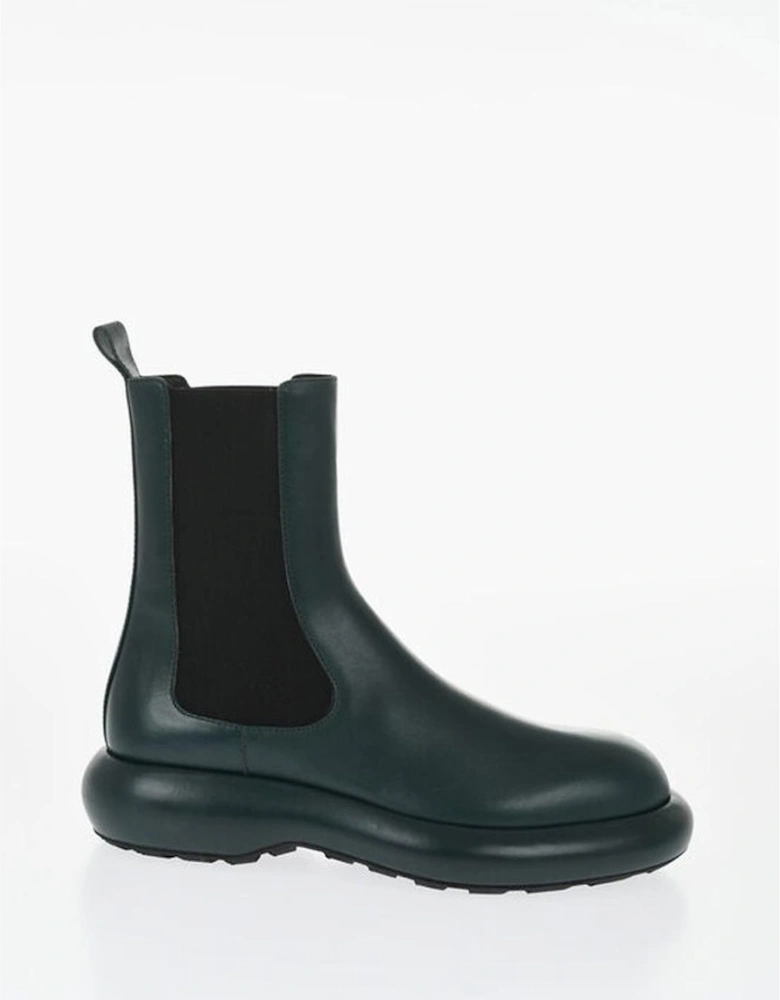 Elasticised Leather Slip-On Shoes Women - Green Boots