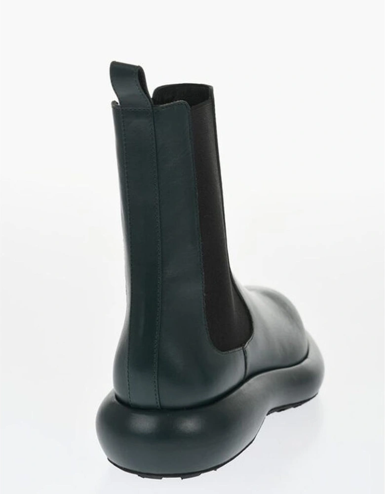 Elasticised Leather Slip-On Shoes Women - Green Boots