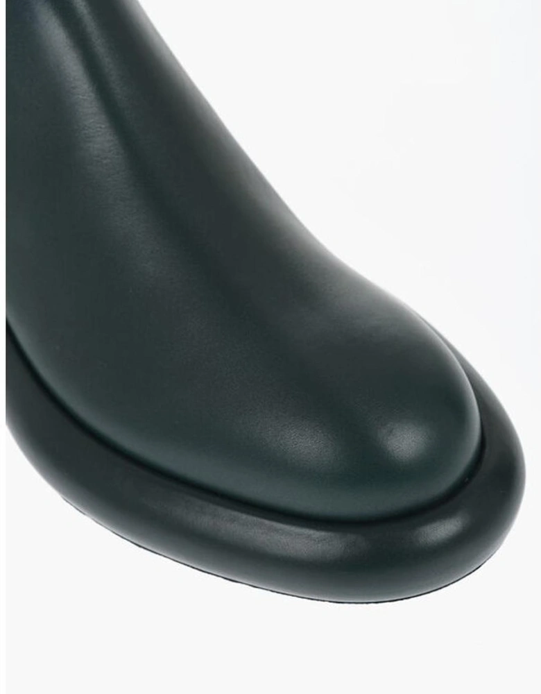 Elasticised Leather Slip-On Shoes Women - Green Boots