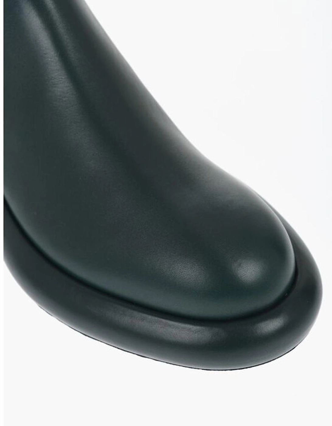 Elasticised Leather Slip-On Shoes Women - Green Boots