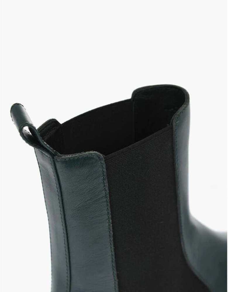 Elasticised Leather Slip-On Shoes Women - Green Boots