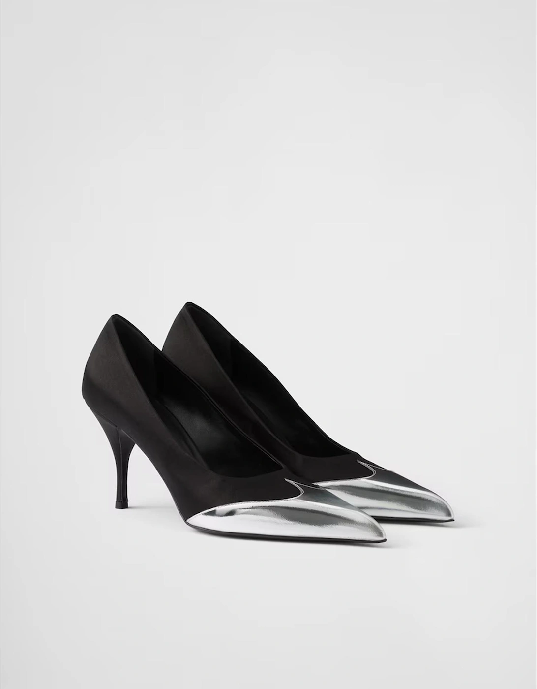 Satin and Metallic Leather High Heel Pumps Women - Black