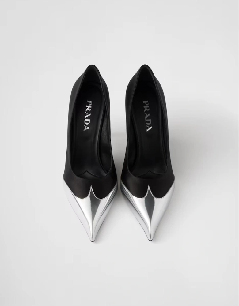 Satin and Metallic Leather High Heel Pumps Women - Black