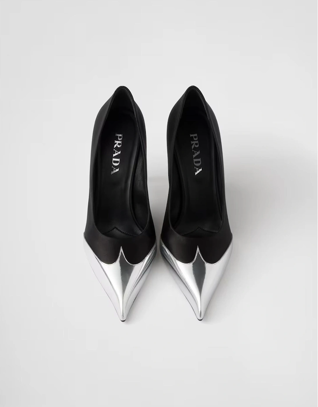 Satin and Metallic Leather High Heel Pumps Women - Black