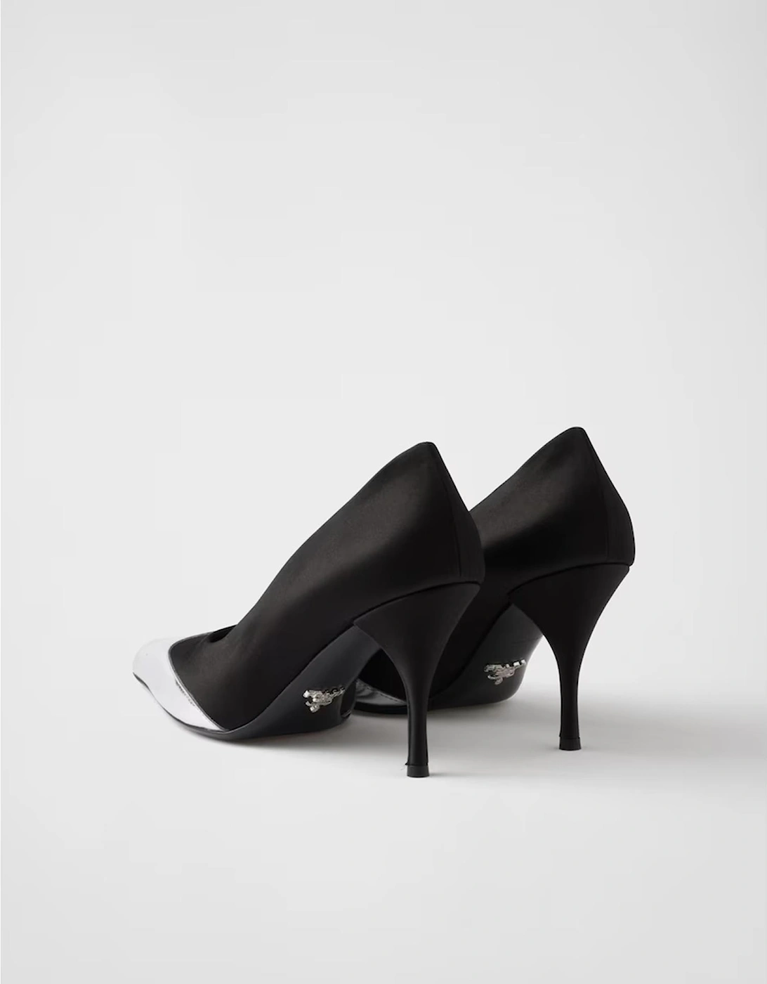 Satin and Metallic Leather High Heel Pumps Women - Black