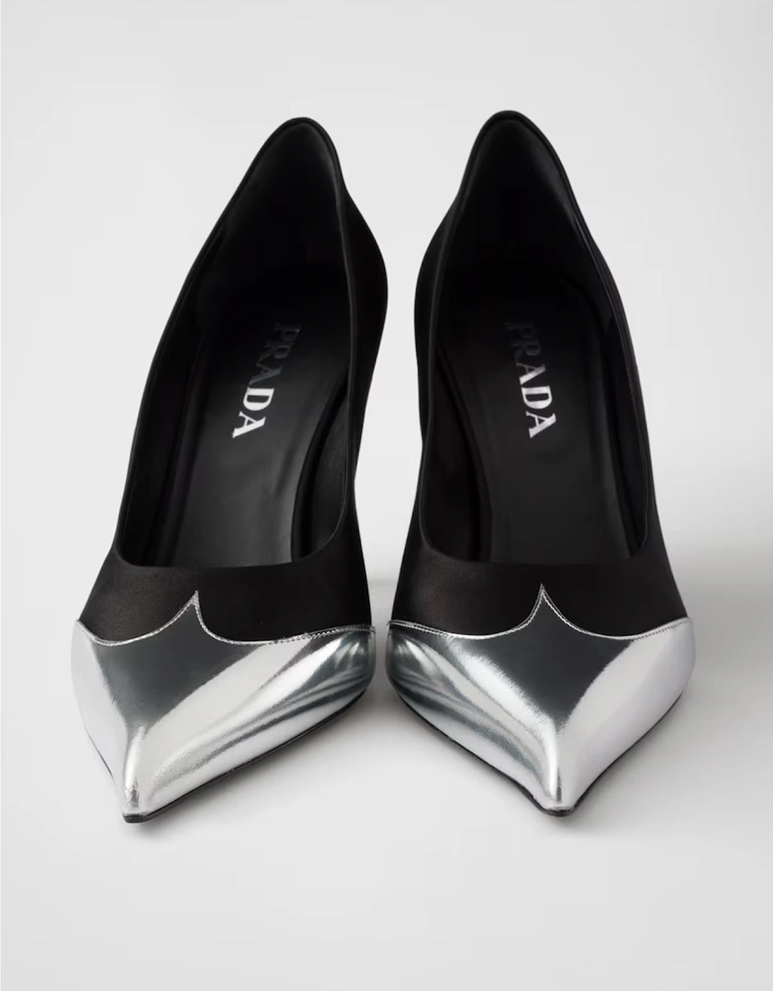 Satin and Metallic Leather High Heel Pumps Women - Black