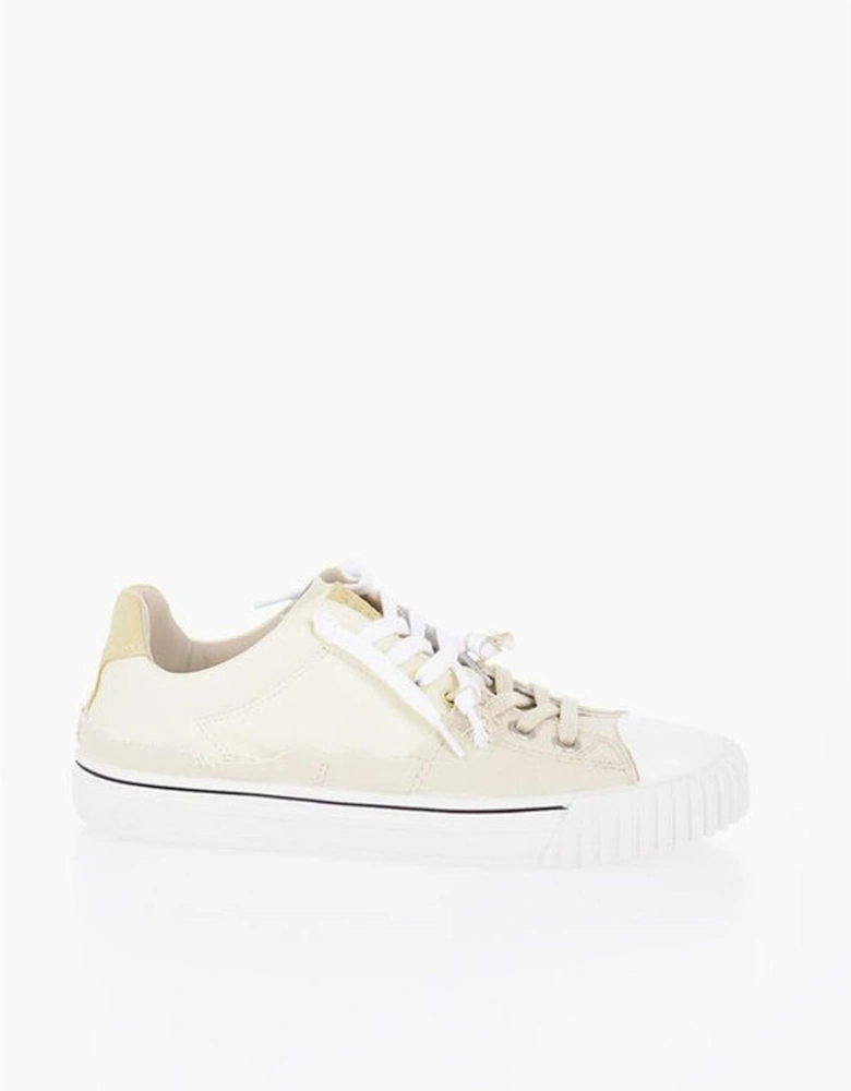 Lace-Up Leather Sneakers with Rubber Sole Women - Yellow
