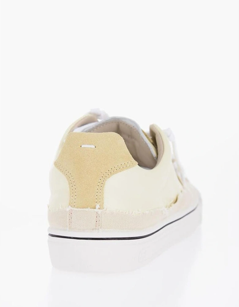 Lace-Up Leather Sneakers with Rubber Sole Women - Yellow