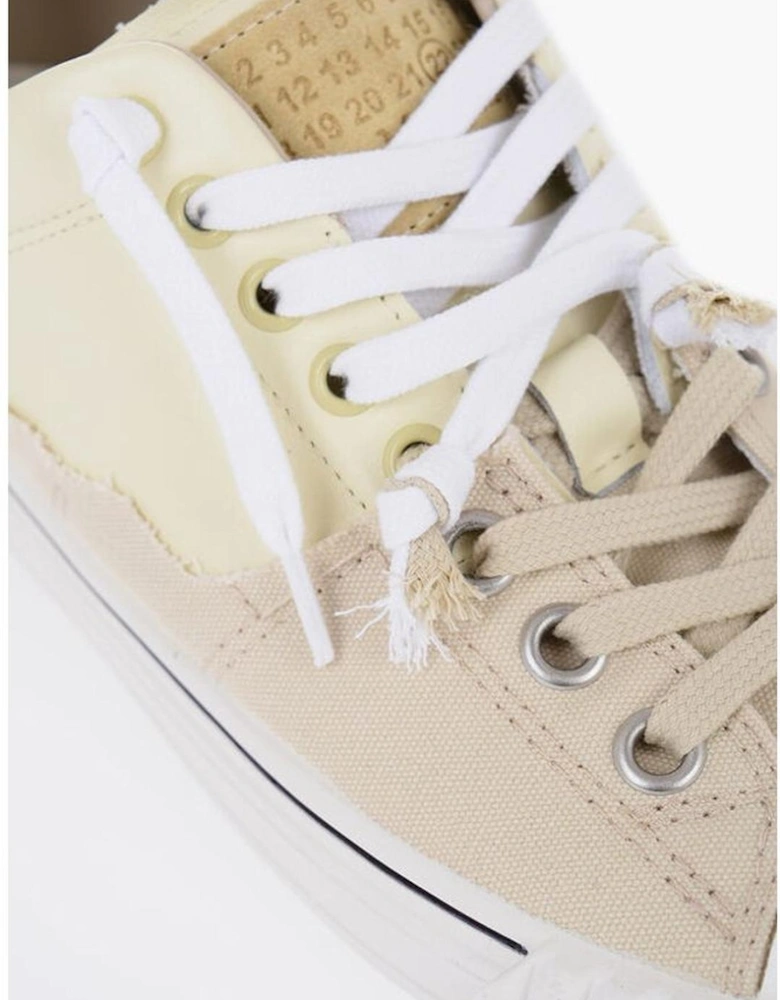 Lace-Up Leather Sneakers with Rubber Sole Women - Yellow
