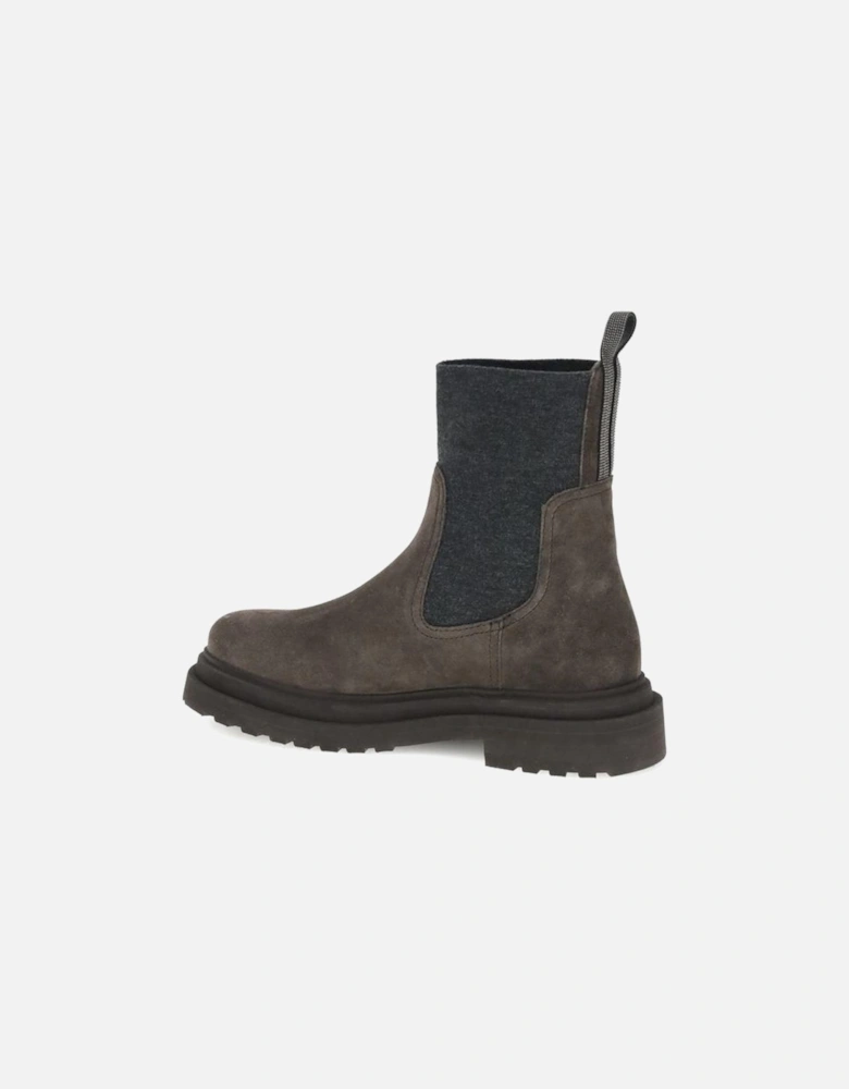 Suede Ankle Boots with Elastic Detail Women - Brown