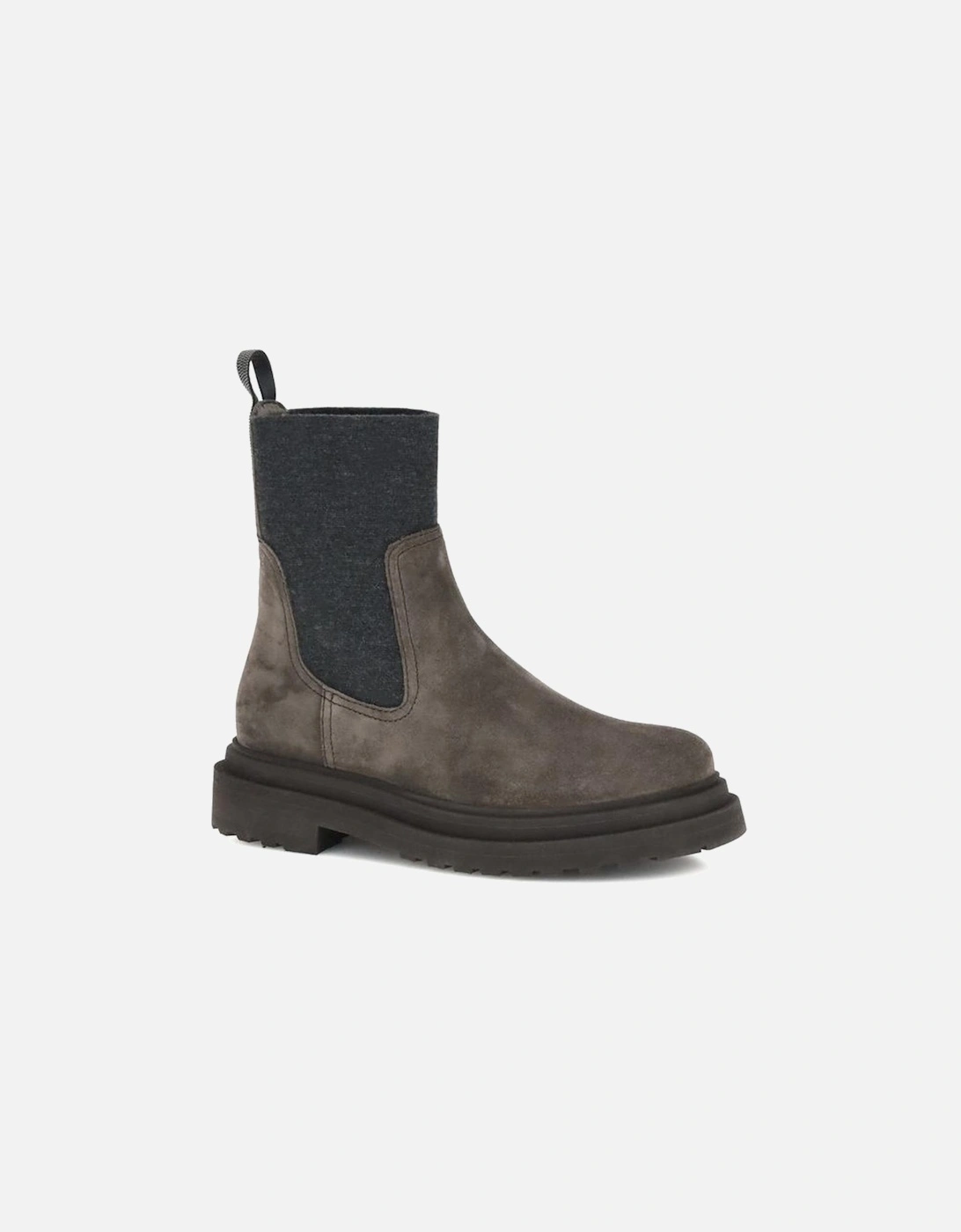 Suede Ankle Boots with Elastic Detail Women - Brown