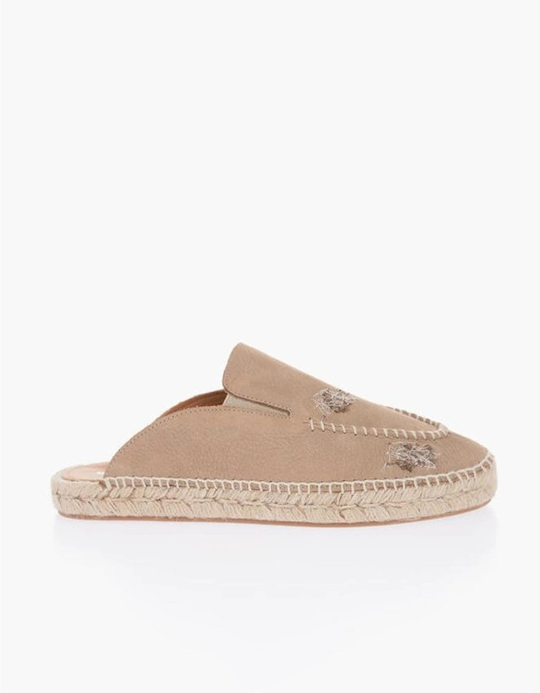 Hand-Finished Slip-On Rubber Sole Shoes Women - Beige Sandals