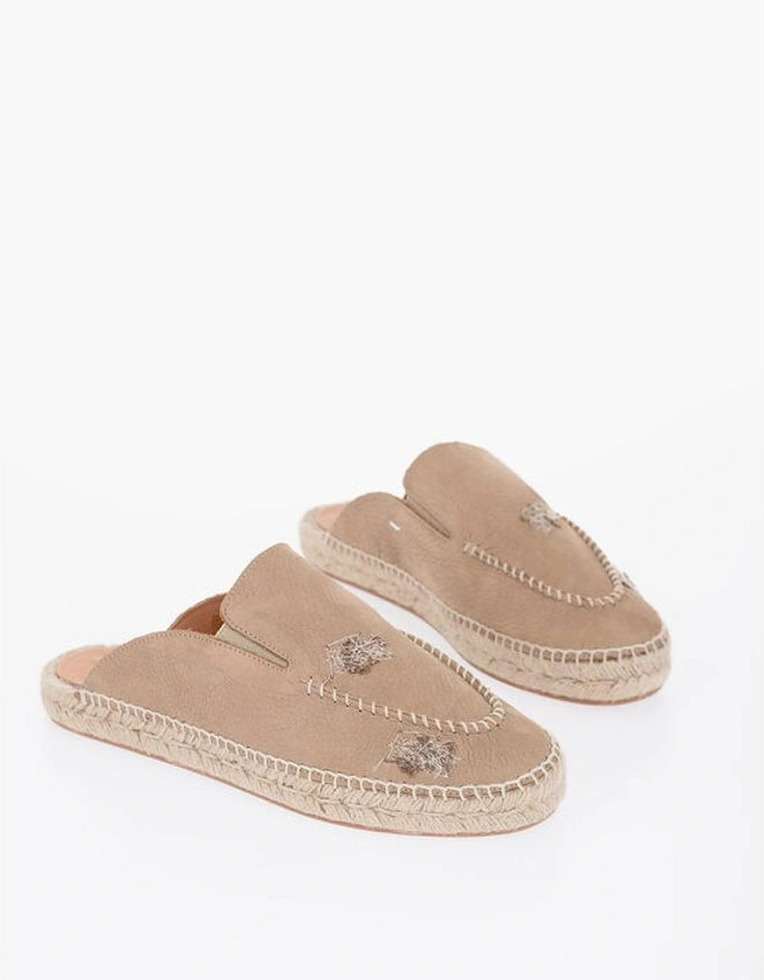 Hand-Finished Slip-On Rubber Sole Shoes Women - Beige Sandals, 5 of 4