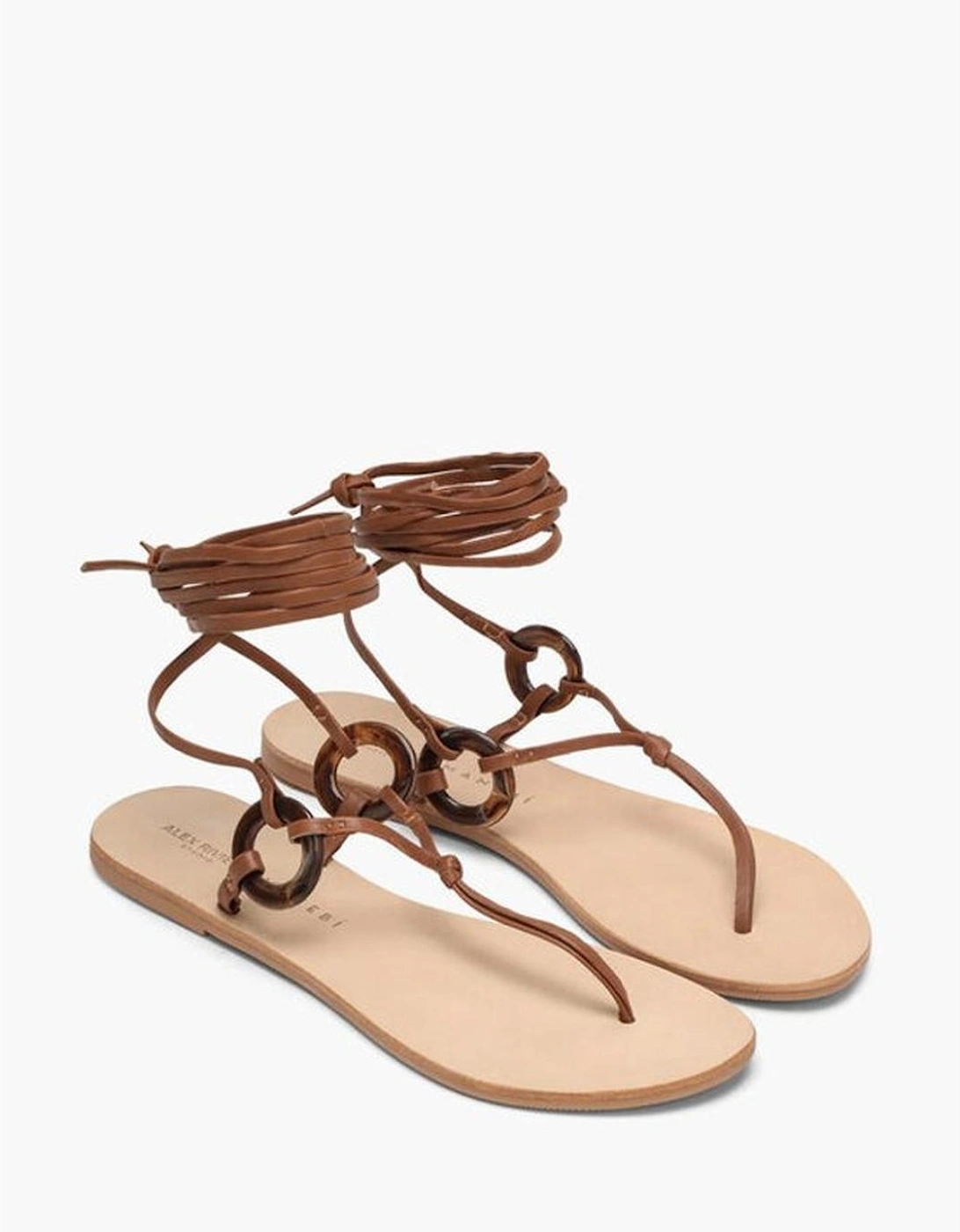 Rubber Sole Leather Lace-Up Shoes Women - Brown Sandals, 5 of 4