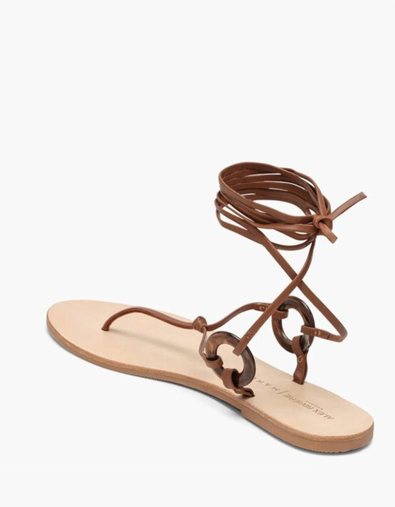 Rubber Sole Leather Lace-Up Shoes Women - Brown Sandals