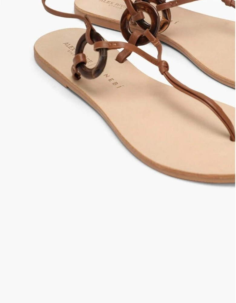 Rubber Sole Leather Lace-Up Shoes Women - Brown Sandals