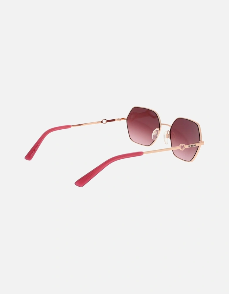Square Metal Frame Gradient Sunglasses Women - Rose Gold