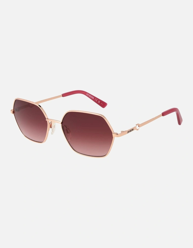 Square Metal Frame Gradient Sunglasses Women - Rose Gold