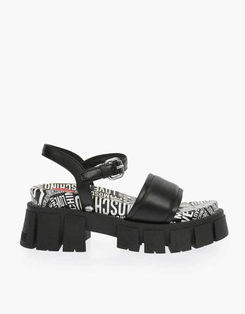 Leather Buckle Ankle Strap Sandals Women - Black
