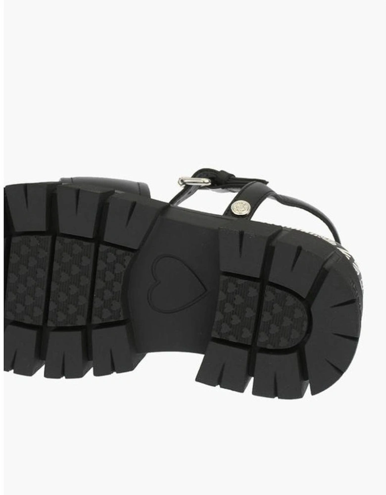 Leather Buckle Ankle Strap Sandals Women - Black