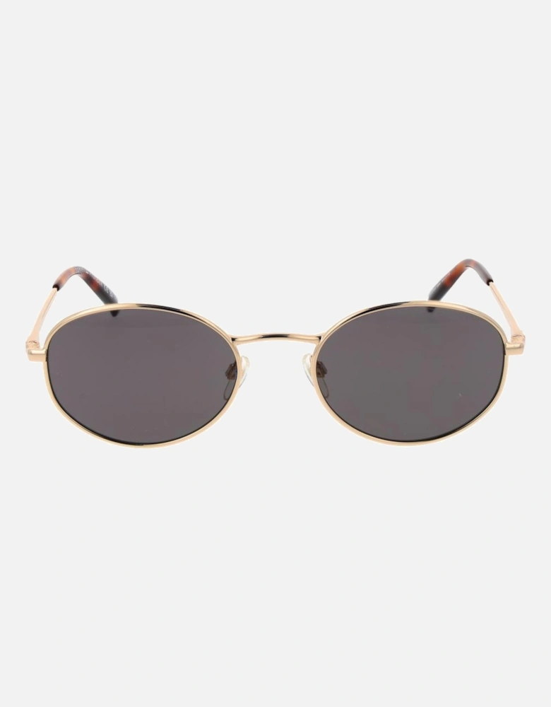 Oval Full-Rim Metal Frame Sunglasses Unisex - Gold