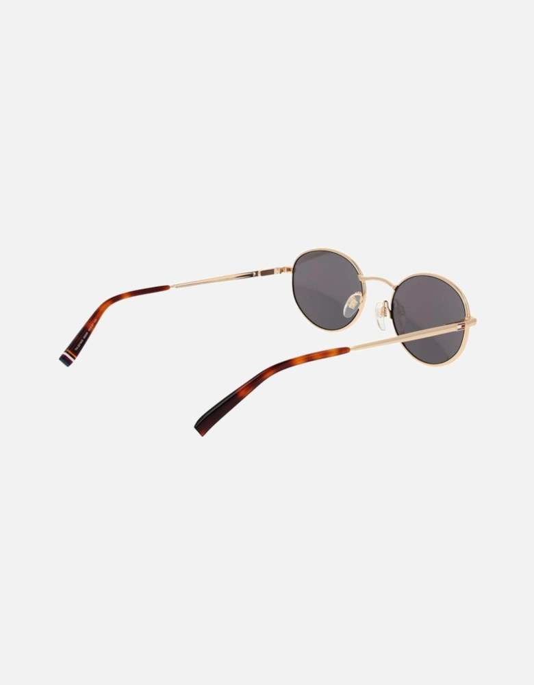 Oval Full-Rim Metal Frame Sunglasses Unisex - Gold