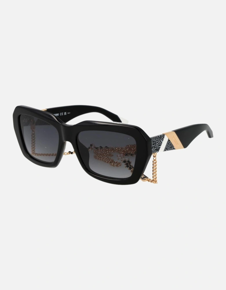 Rectangle Acetate Gradient Sunglasses with Eyewear Chain Women - Black