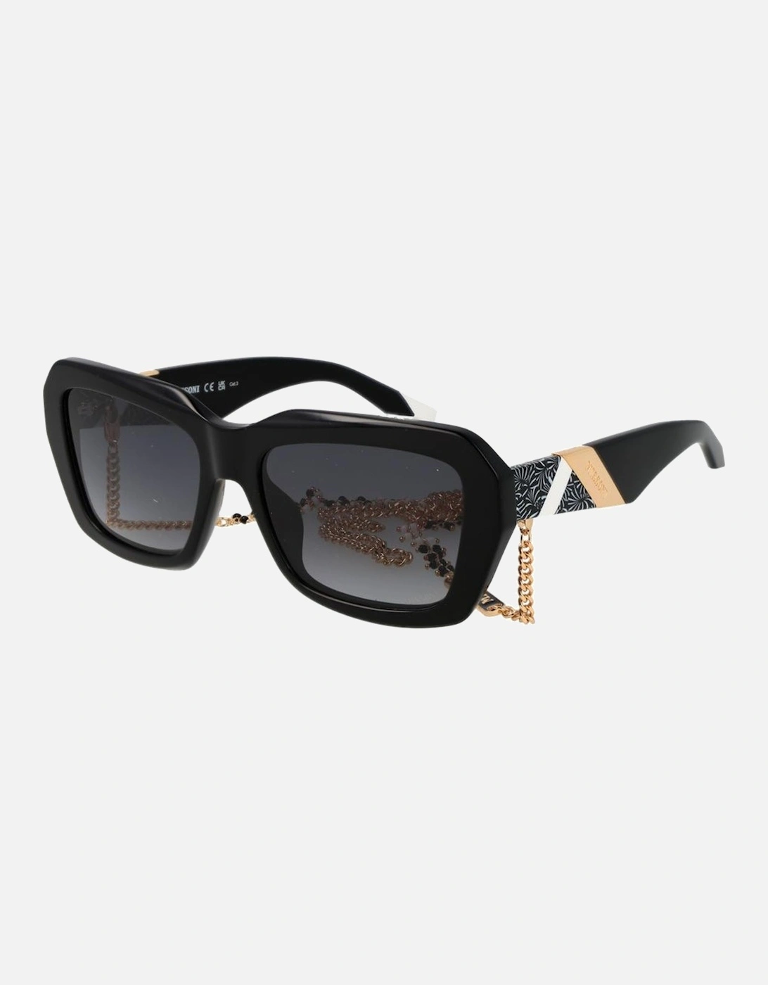 Rectangle Acetate Gradient Sunglasses with Eyewear Chain Women - Black, 4 of 3