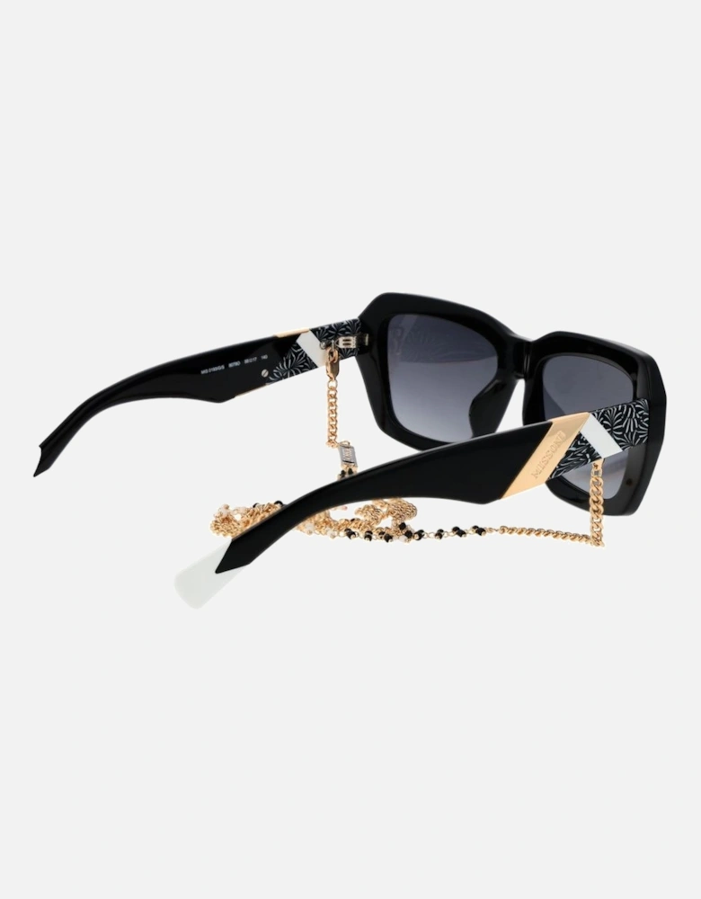 Rectangle Acetate Gradient Sunglasses with Eyewear Chain Women - Black