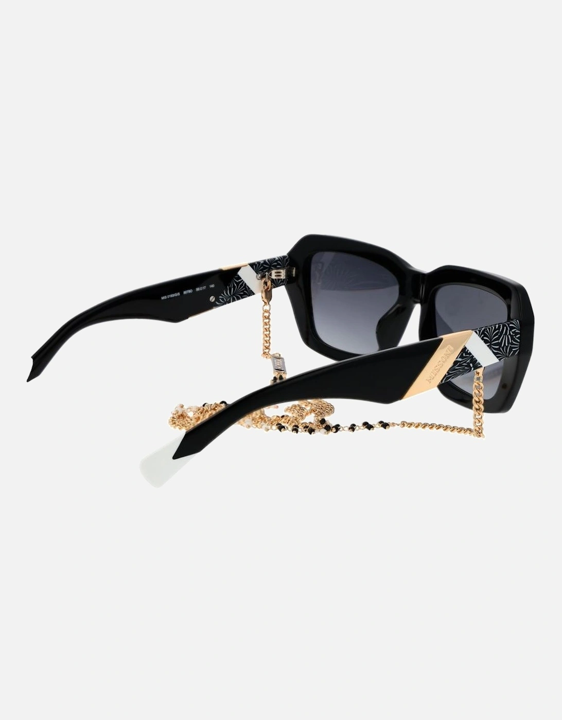 Rectangle Acetate Gradient Sunglasses with Eyewear Chain Women - Black