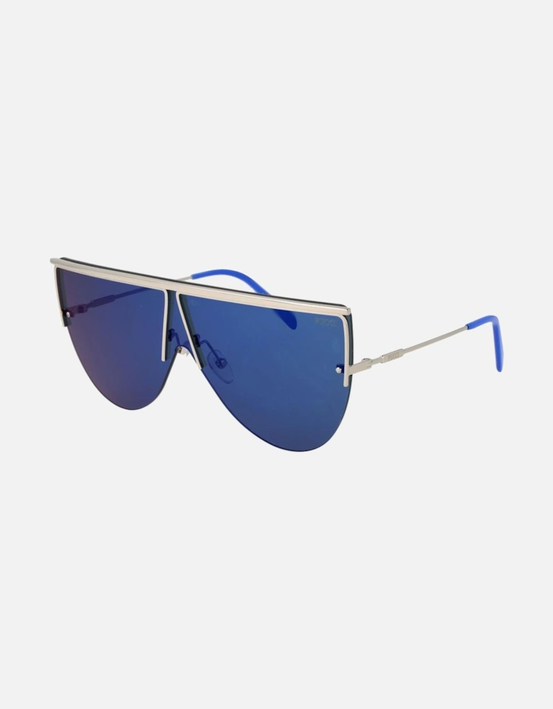 Mirrored Mono Lens Metal Frame Sunglasses Women - Silver