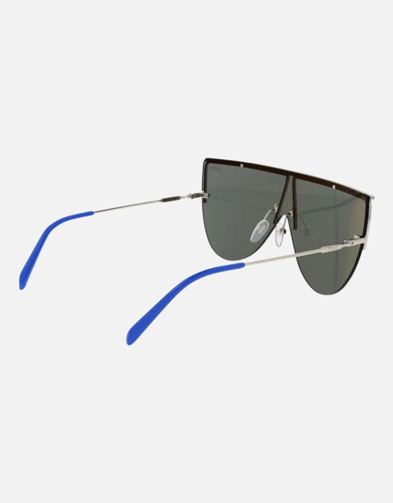 Mirrored Mono Lens Metal Frame Sunglasses Women - Silver
