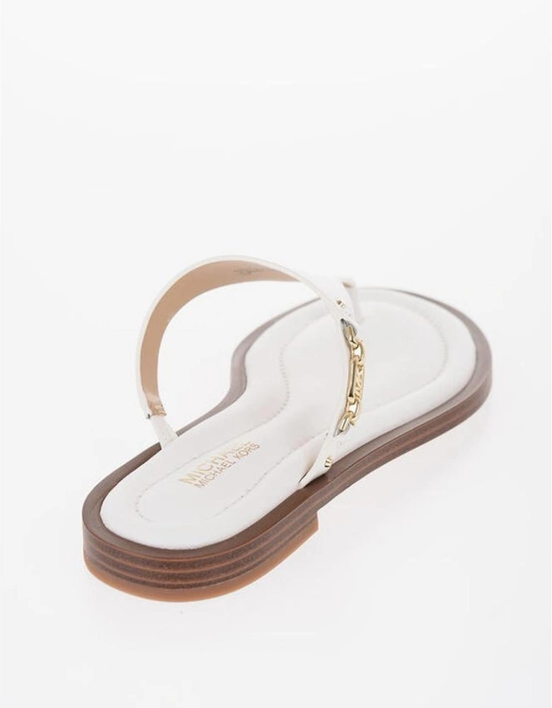 Logo Leather Round Toe Shoes Women - White Sandals