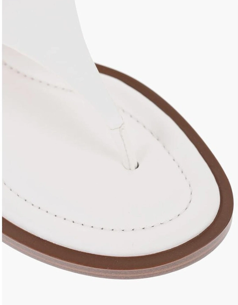 Logo Leather Round Toe Shoes Women - White Sandals