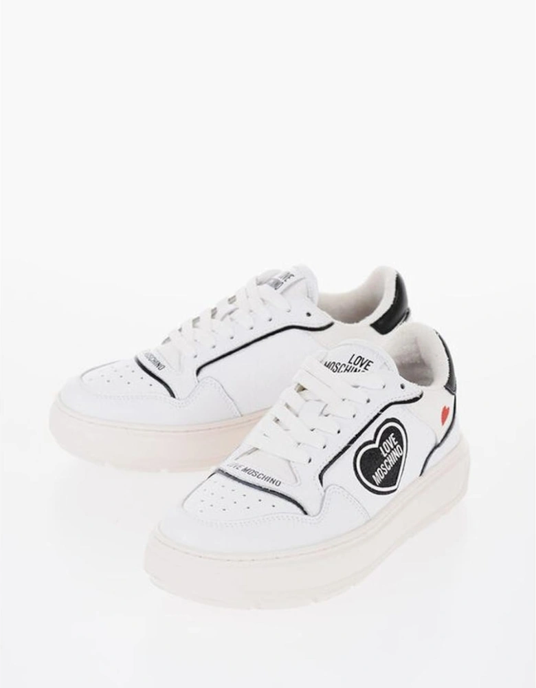 Leather & Canvas Lace-Up Sneakers with Rubber Sole Women - Black And