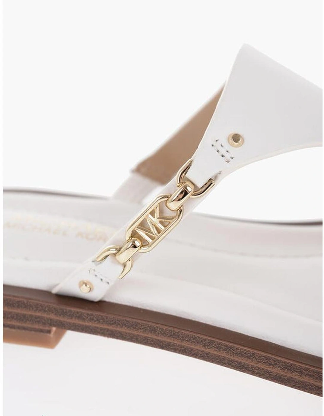 Logo Leather Round Toe Shoes Women - White Sandals