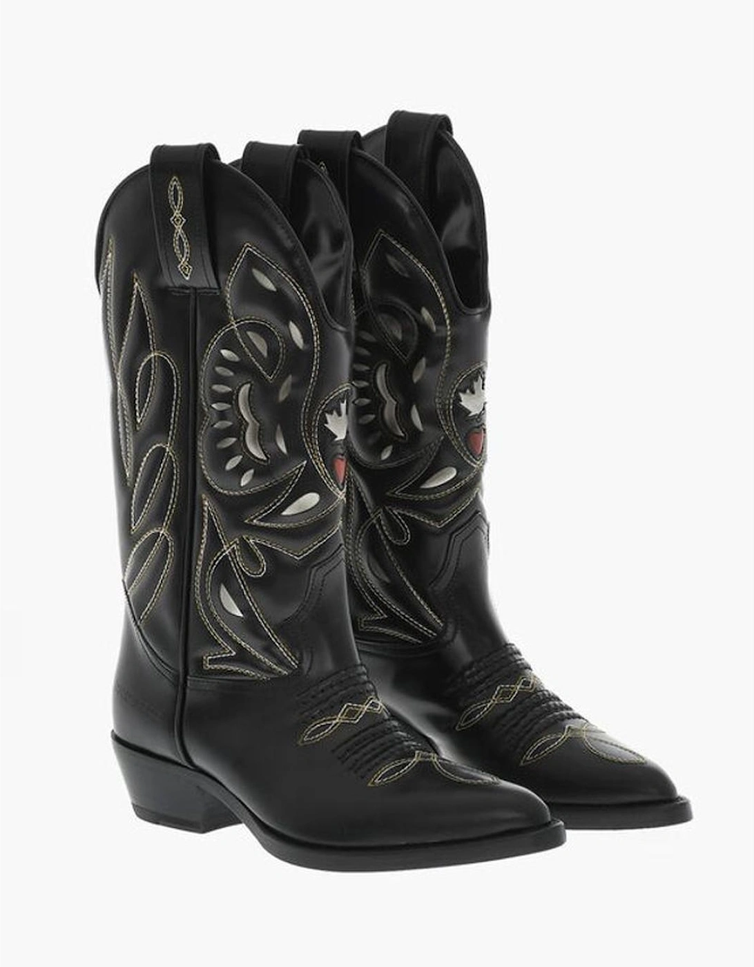 Embroidery Zip Boots with Leather Sole Women - Black, 6 of 5