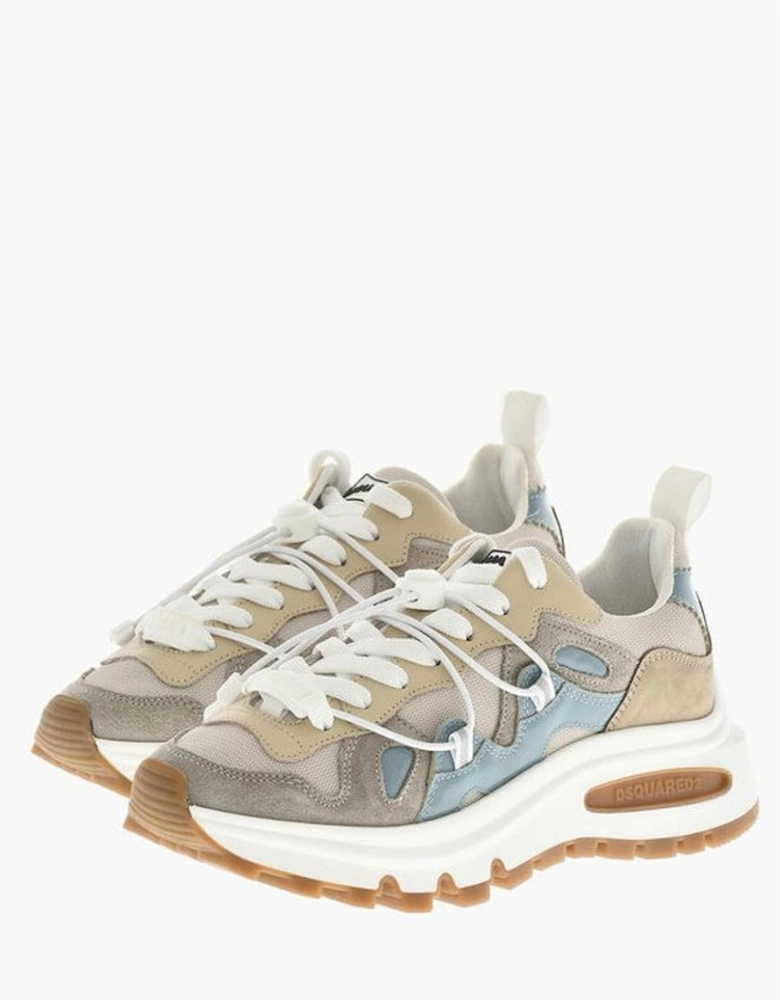 Leather Lace-Up Sneakers with Rubber Sole Women - Brown