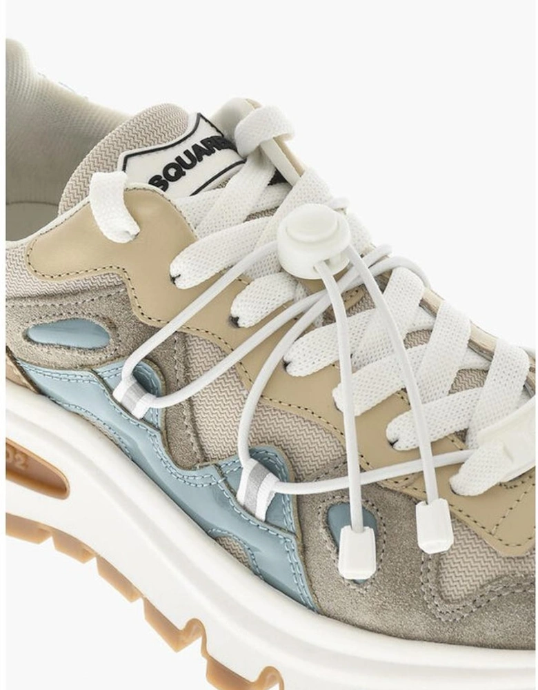Leather Lace-Up Sneakers with Rubber Sole Women - Brown