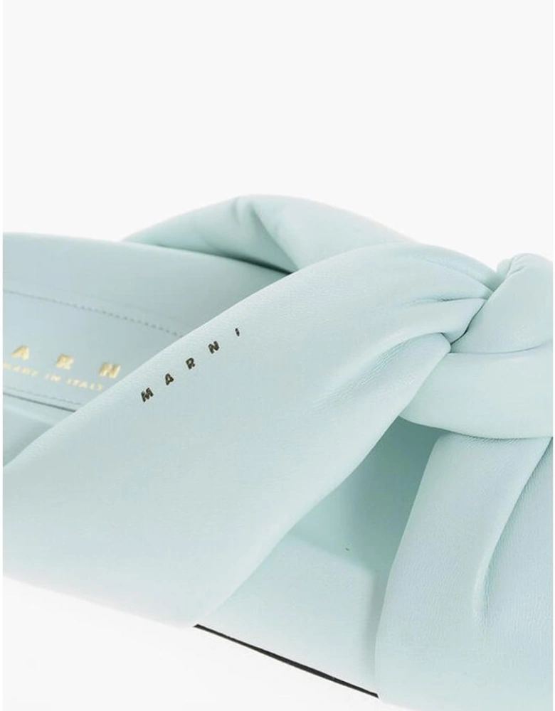 Leather Slip-On Shoes with Rubber Sole Women - Light Blue Sandals