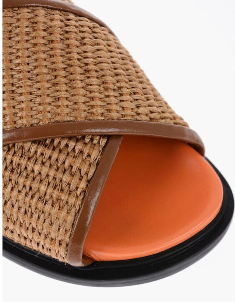 Leather Buckle Round Toe Shoes Women - Brown Sandals