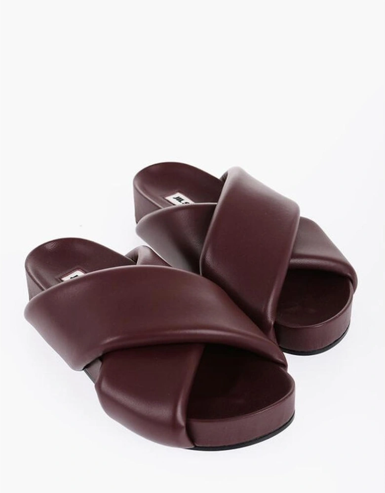 Leather Sole Burgundy Loafers Women Sandals