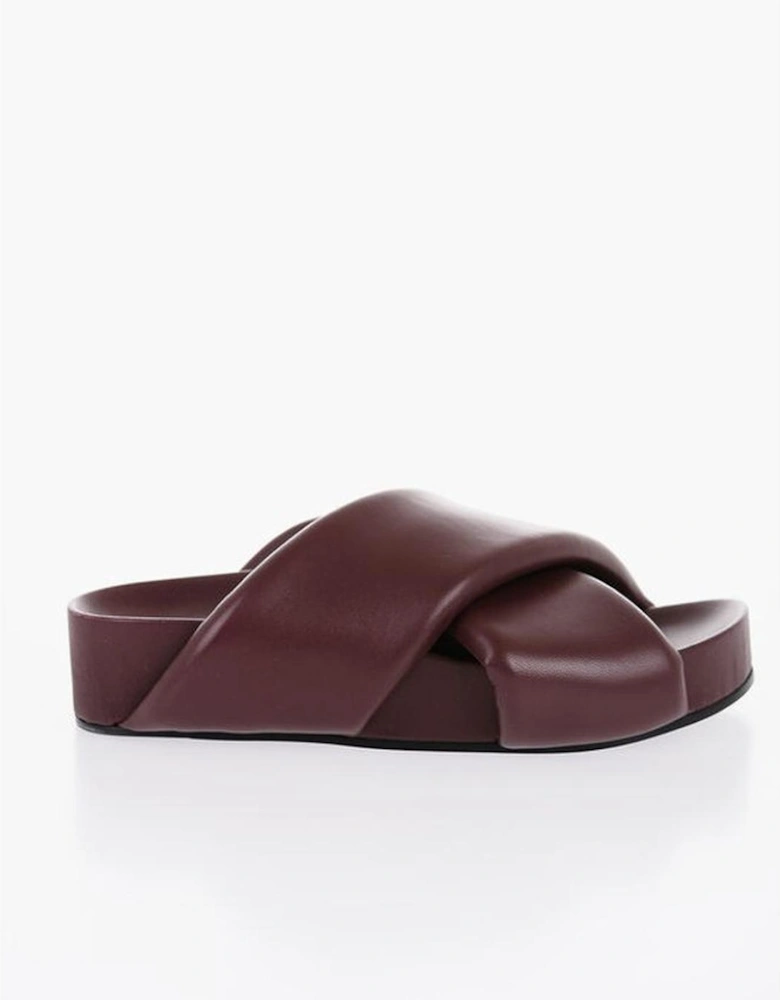 Leather Sole Burgundy Loafers Women Sandals
