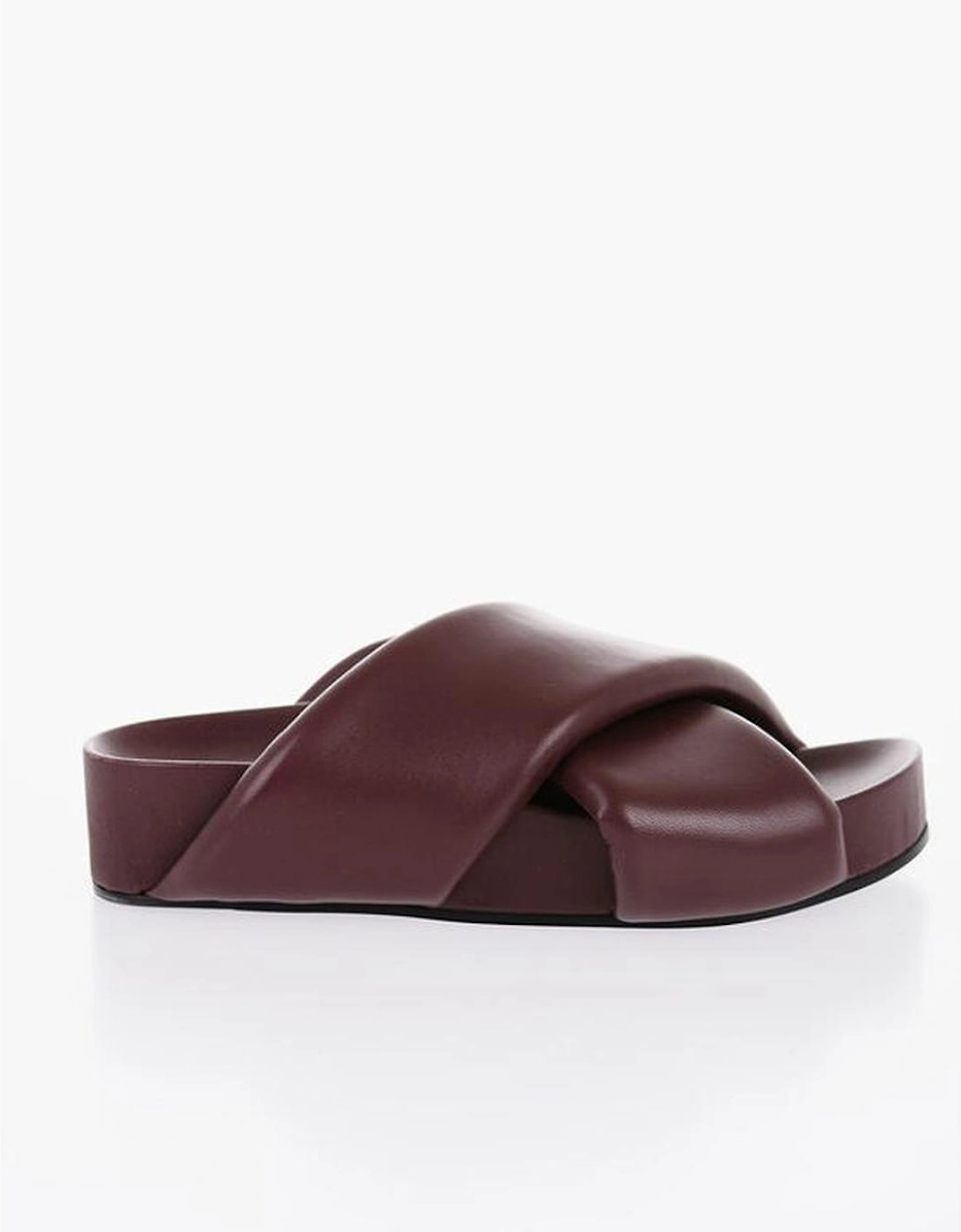 Leather Sole Burgundy Loafers Women Sandals