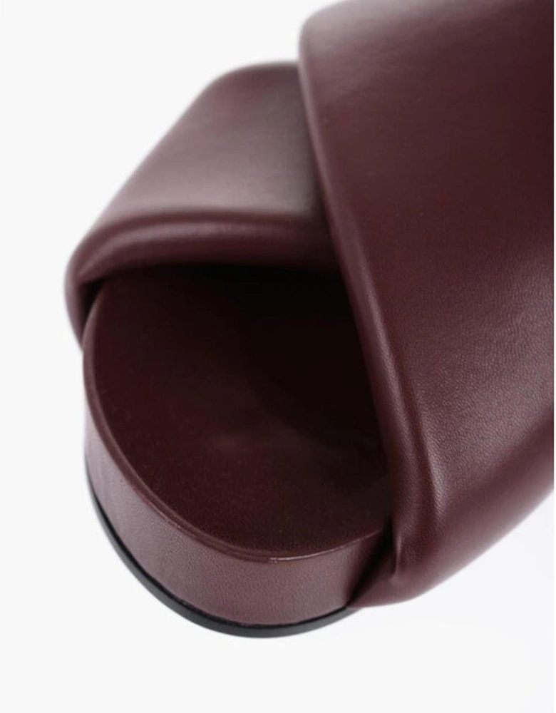 Leather Sole Burgundy Loafers Women Sandals